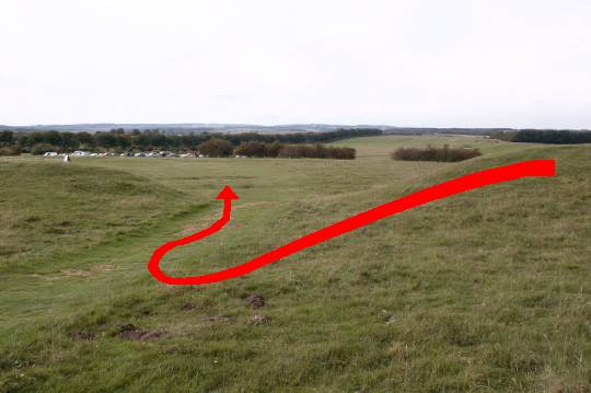 Walk direction photograph: 14 for walk North of the Rings, Badbury Rings, Dorset, South West England.