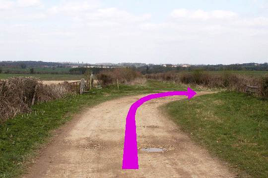 Walk direction photograph: 2 for walk King Down, Badbury Rings, Dorset, South West England.