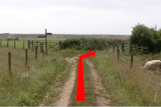 Walk direction photograph: 8 for walk Around Chapel Hill, Abbotsbury, Dorset, South West England.