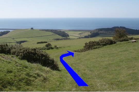 Walk direction photograph: 16 for walk Up White Hill, Abbotsbury, Dorset, South West England.