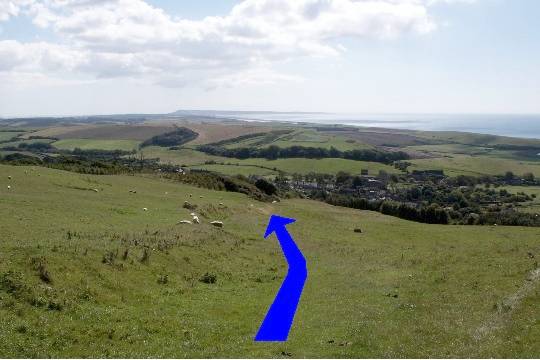 Walk direction photograph: 20 for walk Up White Hill, Abbotsbury, Dorset, South West England.