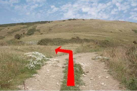 Walk direction photograph: 10 for walk Swyre Head, Kimmeridge Bay, Dorset, South West England.