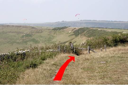 Walk direction photograph: 16 for walk Swyre Head, Kimmeridge Bay, Dorset, South West England.