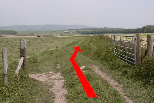 Walk direction photograph: 10 for walk Swyre Head, Kingston, Dorset, South West England.