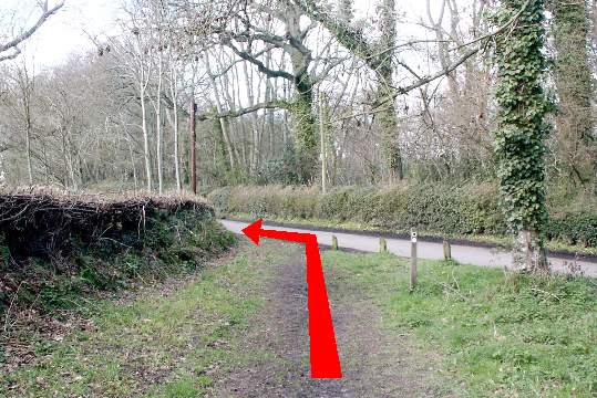 Walk direction photograph: 2 for walk Cowgrove and Eyebridge, Pamphill, Dorset, South West England.