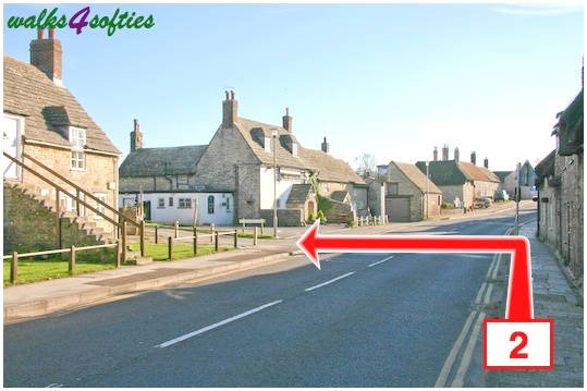 Walk direction photograph: 2 for walk Valley and East Hill, Corfe Castle, Dorset, South West England.