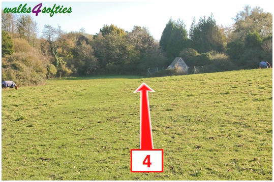 Walk direction photograph: 4 for walk Valley and East Hill, Corfe Castle, Dorset, South West England.