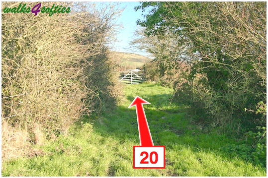 Walk direction photograph: 20 for walk Valley and East Hill, Corfe Castle, Dorset, South West England.