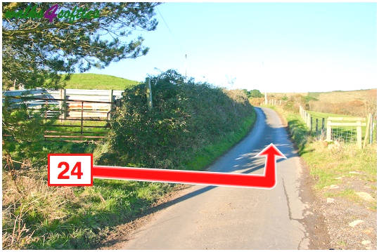 Walk direction photograph: 24 for walk Valley and East Hill, Corfe Castle, Dorset, South West England.