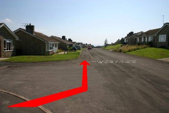 Walk direction photograph: 12 for walk West Bay, Eype (near Bridport), Dorset, South West England.