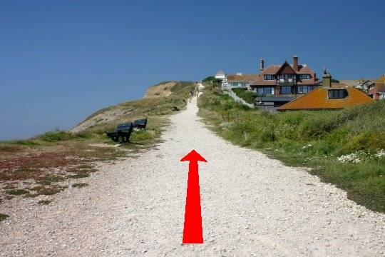 Walk direction photograph: 16 for walk West Bay, Eype (near Bridport), Dorset, South West England.