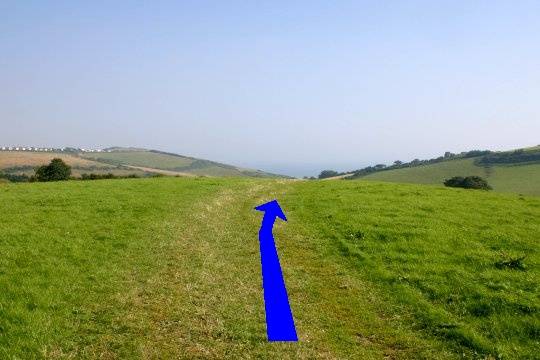 Walk direction photograph: 24 for walk Doghouse Hill, Eype (near Bridport), Dorset, South West England.