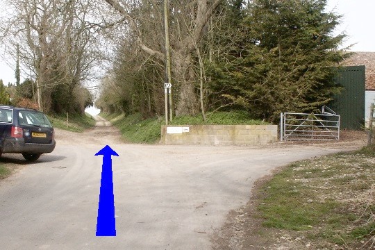 Walk direction photograph: 2 for walk Ackling Dyke, Gussage All Saints, Dorset, South West England.