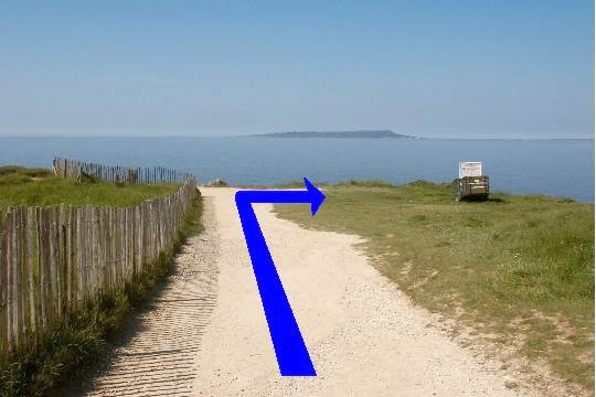 Walk direction photograph: 4 for walk Scratchy Bottom, Lulworth, Dorset, South West England.