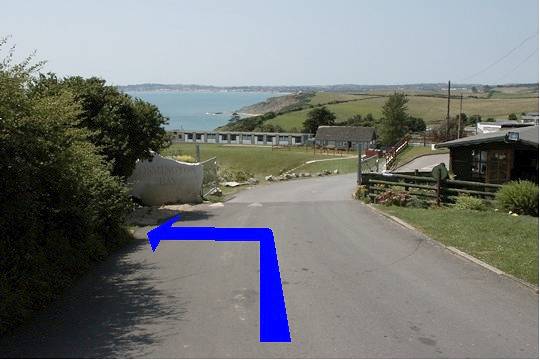 Walk direction photograph: 2 for walk Redcliff Point, Osmington, Dorset, South West England.