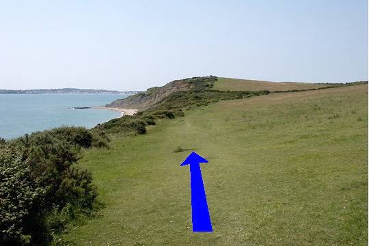 Walk direction photograph: 6 for walk Redcliff Point, Osmington, Dorset, South West England.