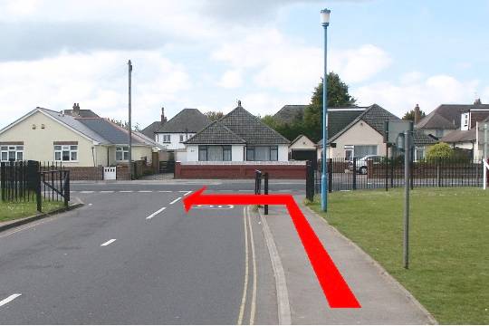 Walk direction photograph: 2 for walk Bourne Valley, Rossmore Leisure Centre, Dorset, South West England.