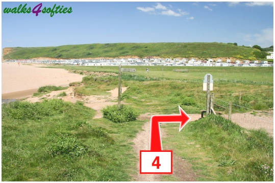 Walk direction photograph: 4 for walk Freshwater, Burton Beach, Dorset, South West England.