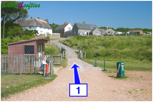 Walking direction photo: 1 for walk Golden Cap, Seatown, Dorset, Jurassic Coast.