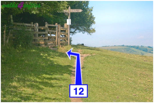 Walk direction photograph: 12 for walk Golden Cap, Seatown, Dorset, South West England.