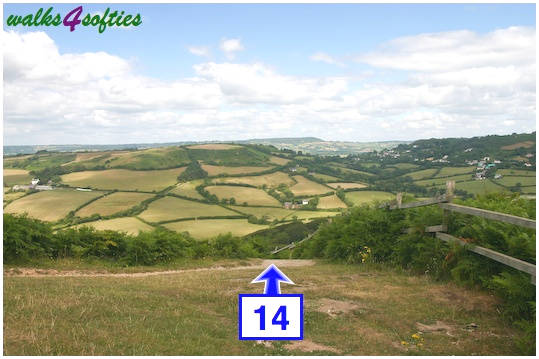 Walk direction photograph: 14 for walk Golden Cap, Seatown, Dorset, South West England.