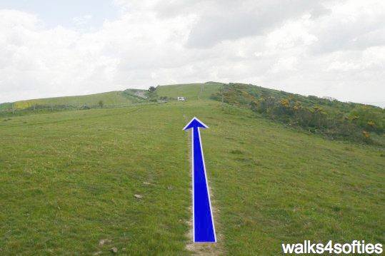 Walk direction photograph: 12 for walk Limekiln Hill, West Bexington, Dorset, South West England.