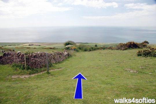 Walk direction photograph: 14 for walk Limekiln Hill, West Bexington, Dorset, South West England.
