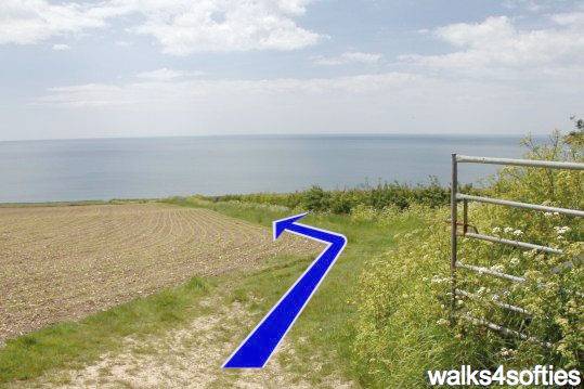 Walk direction photograph: 22 for walk Limekiln Hill, West Bexington, Dorset, South West England.