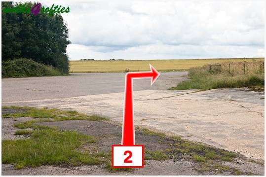 Walk direction photograph: 2 for walk Old Airfield, Tarrant Rushton, Dorset, South West England.