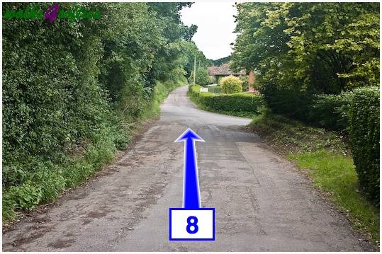 Walk direction photograph: 8 for walk Old Airfield, Tarrant Rushton, Dorset, South West England.