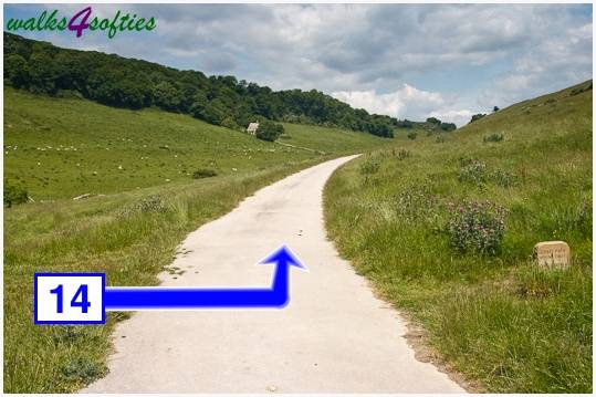 Walk direction photograph: 14 for walk Houns-tout Cliff, Kingston(Houns-tout), Dorset, South West England.