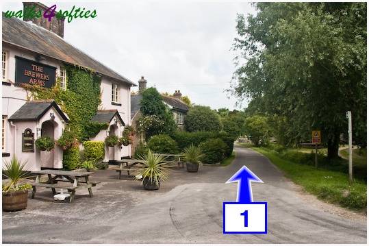 Walking direction photo: 1 for walk Maiden Castle, The Brewers Arms, Martinstown, Dorset.