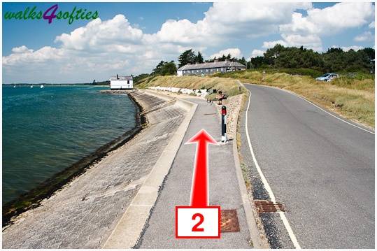 Walk direction photograph: 2 for walk The Leep Loop, Lepe Country Park, Hampshire, South and South East England.