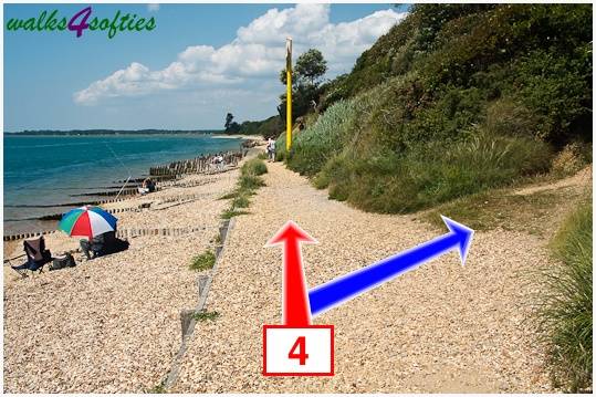 Walk direction photograph: 4 for walk The Leep Loop, Lepe Country Park, Hampshire, South and South East England.