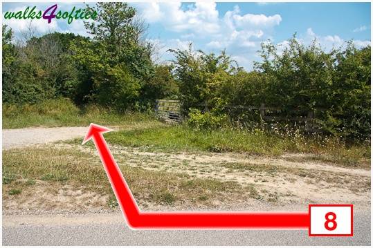 Walk direction photograph: 8 for walk The Leep Loop, Lepe Country Park, Hampshire, South and South East England.