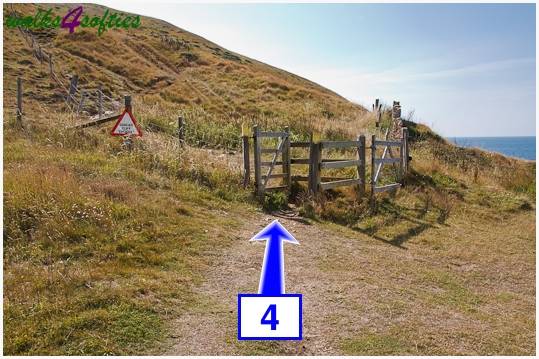 Walk direction photograph: 4 for walk Gold Down, Tyneham - Range Walks, Dorset, South West England.
