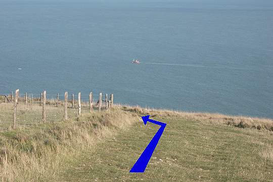 Walk direction photograph: 10 for walk Ballard Down, Studland, Dorset, South West England.