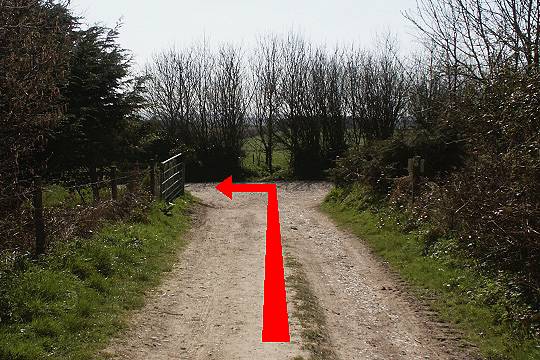 Walk direction photograph: 6 for walk Winterborne Clenston, Milton Abbas, Dorset, South West England.