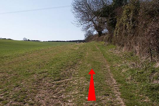 Walk direction photograph: 18 for walk Winterborne Clenston, Milton Abbas, Dorset, South West England.