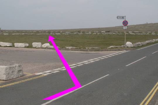 Walk direction photograph: 2 for walk The 3 Lighthouses, Portland Bill, Dorset, South West England.