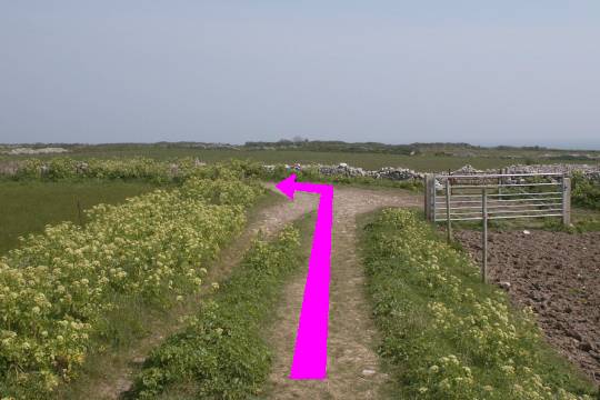 Walk direction photograph: 8 for walk The 3 Lighthouses, Portland Bill, Dorset, South West England.