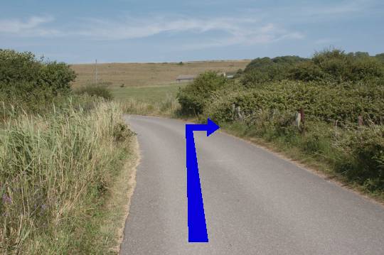 Walk direction photograph: 2 for walk Burning Cliff, Ringstead, Dorset, South West England.