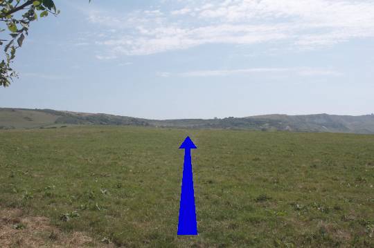 Walk direction photograph: 4 for walk Burning Cliff, Ringstead, Dorset, South West England.