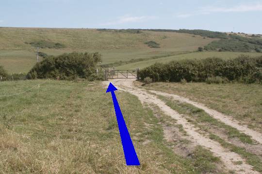 Walk direction photograph: 6 for walk Burning Cliff, Ringstead, Dorset, South West England.