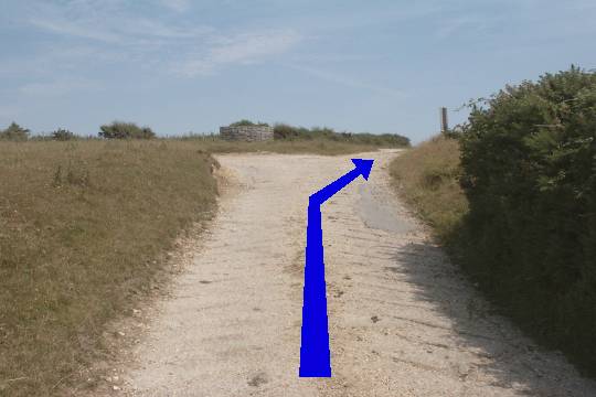 Walk direction photograph: 10 for walk Burning Cliff, Ringstead, Dorset, South West England.
