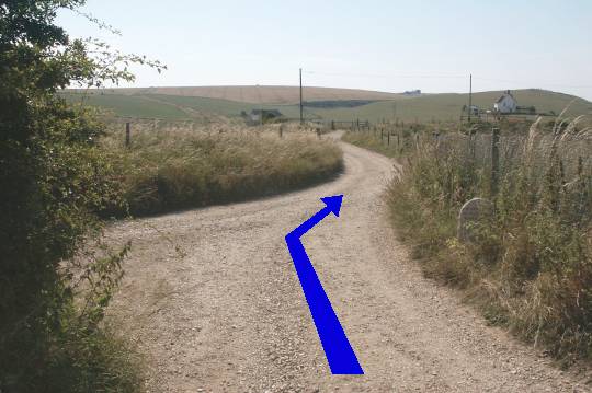 Walk direction photograph: 12 for walk Burning Cliff, Ringstead, Dorset, South West England.