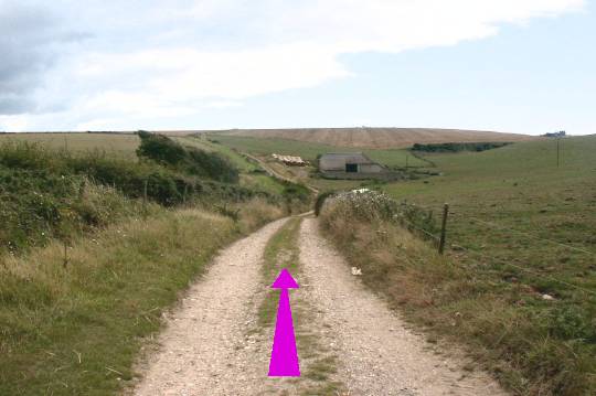 Walk direction photograph: 2 for walk White Nothe, Ringstead, Dorset, South West England.