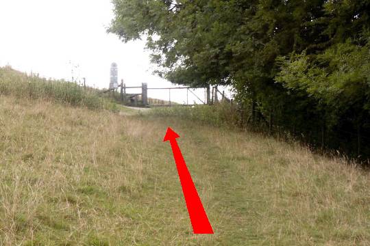 Walk direction photograph: 8 for walk Hod Hill, Stourpaine, Dorset, South West England.