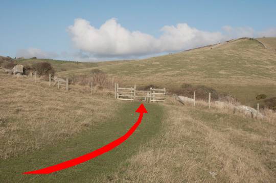 Walking direction photo: 13 for walk Winspit to Seacombe, Worth Matravers, Dorset, Jurassic Coast.